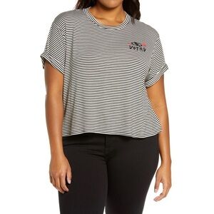 BP. Stripe Crop Vote T-shirt Black White